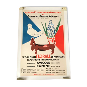 Affiche exposition florale avicole et canine 1935