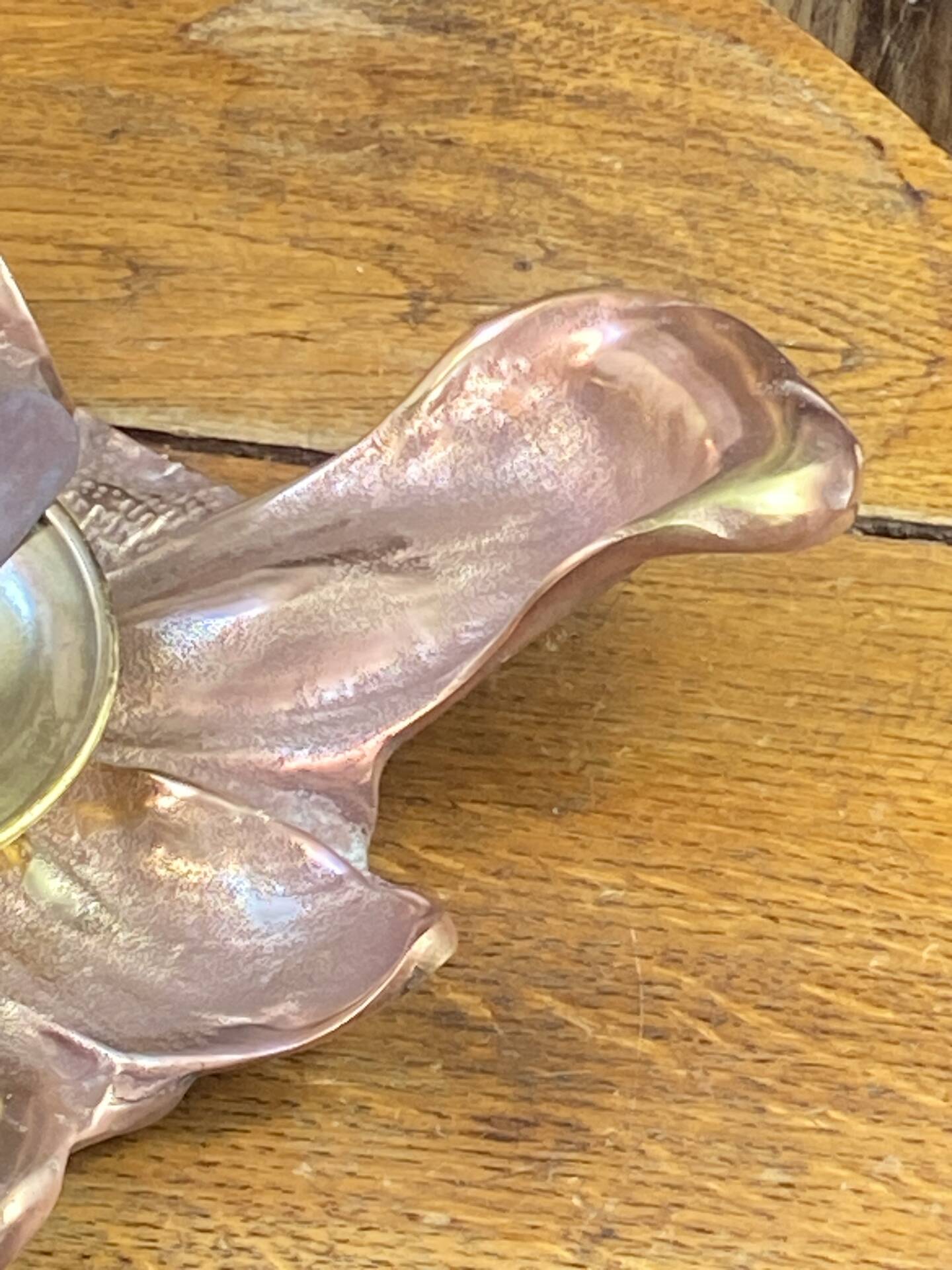 Table lamp, rose gold foliage