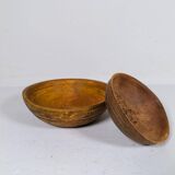Swedish folk art, unique set of 2 farmer's bowls from the 19th century.