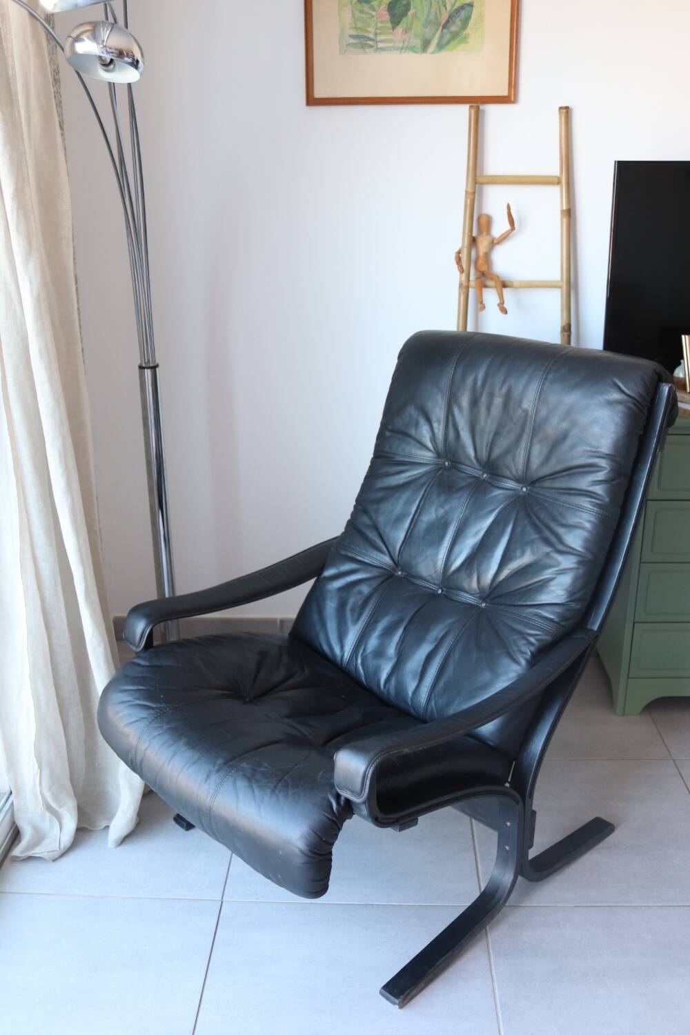 Siesta armchair Westnofa ingmar relling vintage black leather