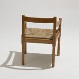 Set of 4 straw and wood chairs, Vico Magistretti, Cassina, 1960s