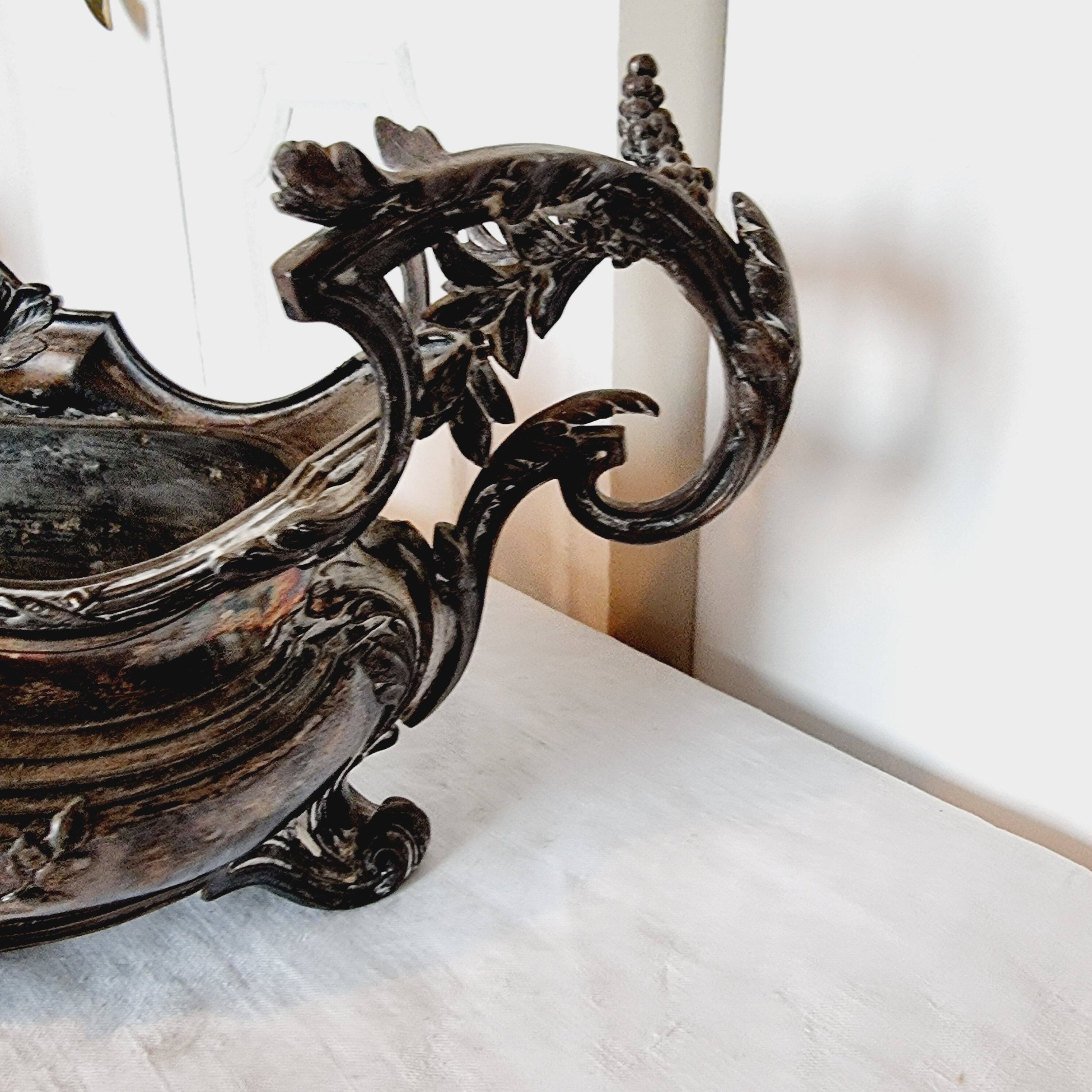 Late 19th century plated bronze planter, Louis XV style rocaille decoration