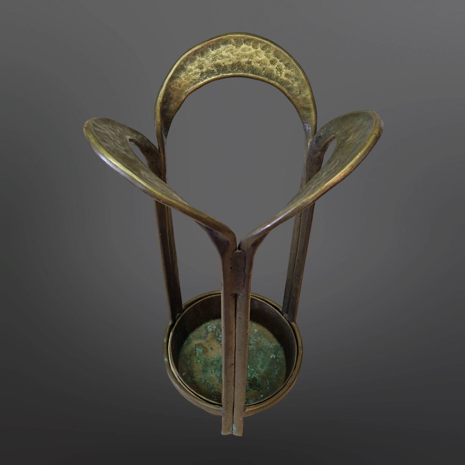 Brutalist bronze umbrella stand, Germany 1970s
