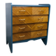 Atypical 1960s Scandinavian chest of drawers in blue Ainhoa Satiné with 4 drawers.