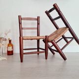 Mini wooden and straw chair - brutalist look