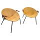 Ensemble de fauteuils lounge en cuir suédé jaune attribués à Hans Olsen, Danemark, années 1960.