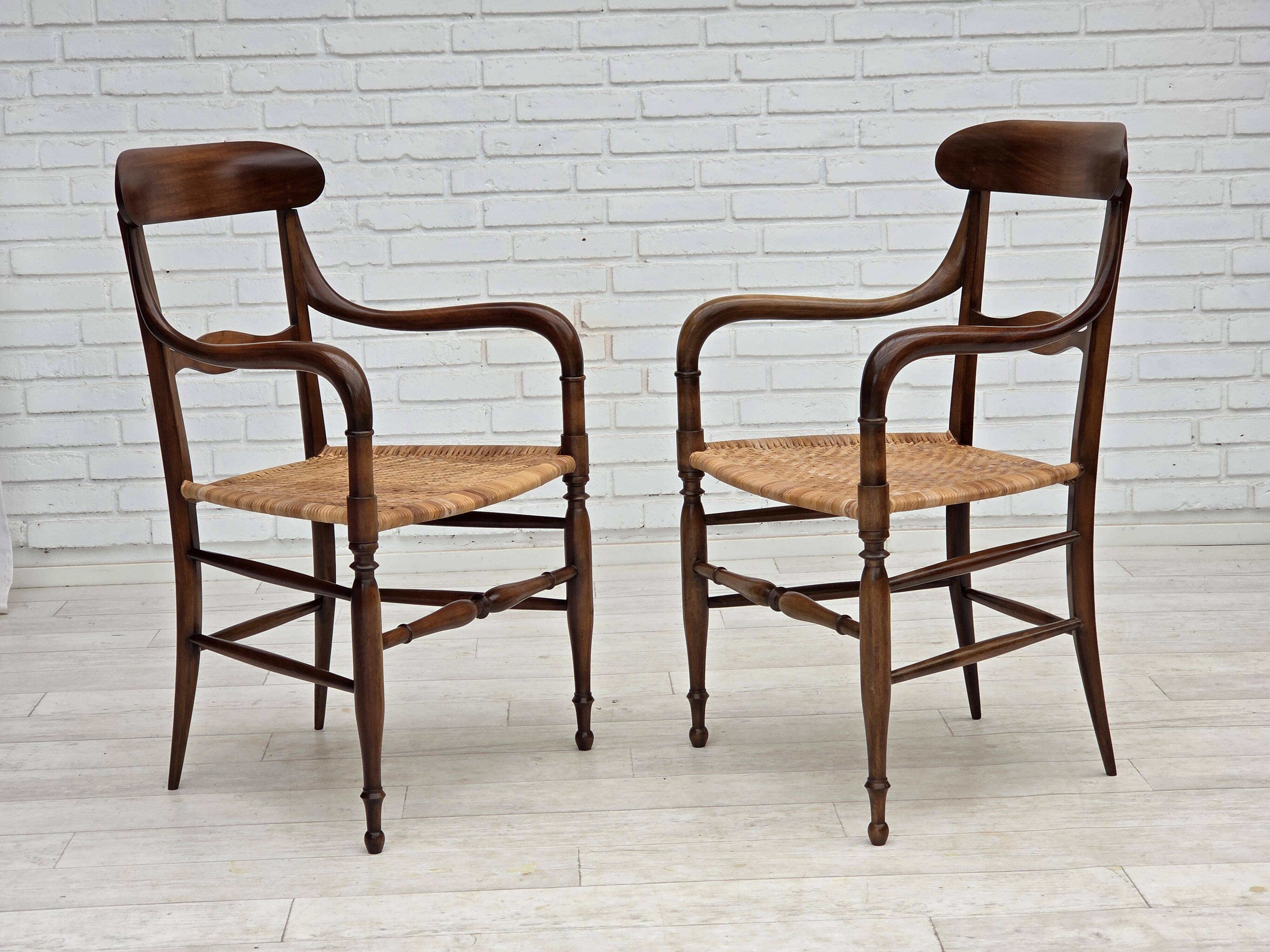 1970s, Italian design by Fratelli Levaggi, 2 armchairs, model "Campanino".