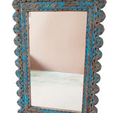 Burmese teak mirror with original blue patina