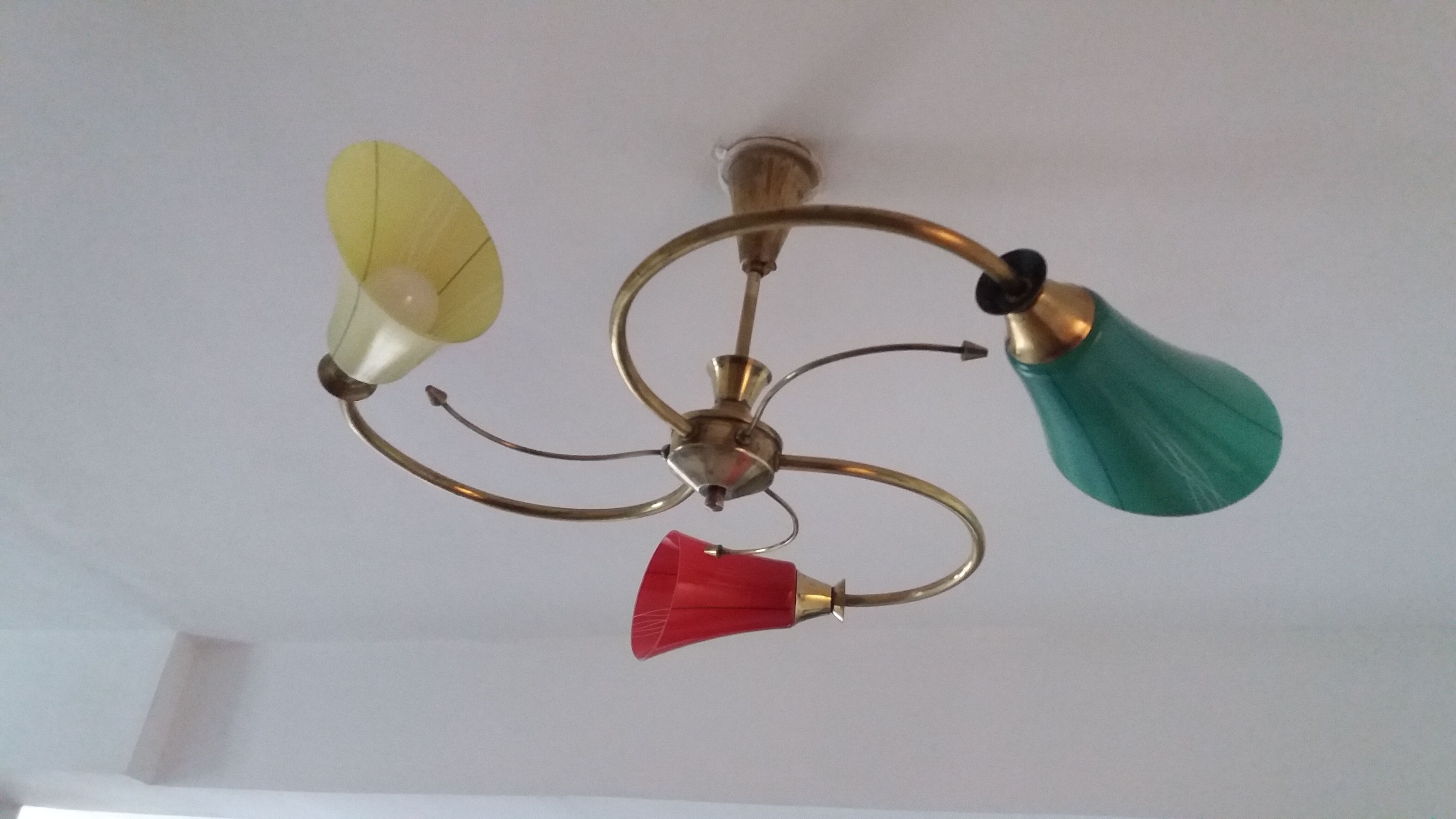 Lustre verre et laiton vintage
