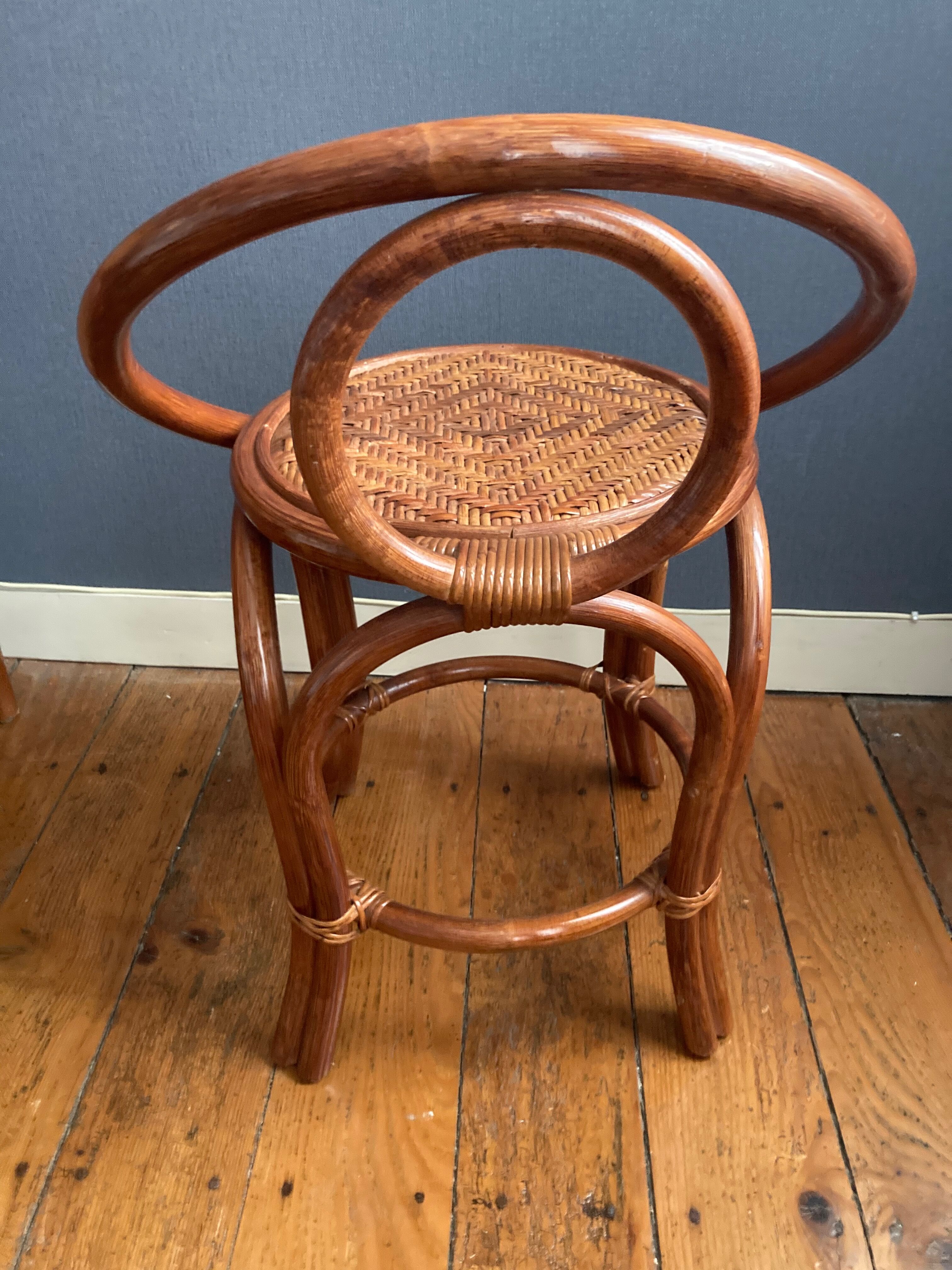 Hairdressing set and rattan chair in the 70s