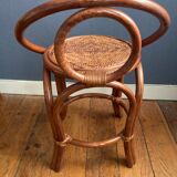 Ensemble coiffeuse et chaise en rotin années 70
