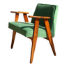 Fauteuil moderne en bois design scandinave vert eucalyptus style rétro milieu de siècle design moderne par Chierovski chaise de salon rénovée