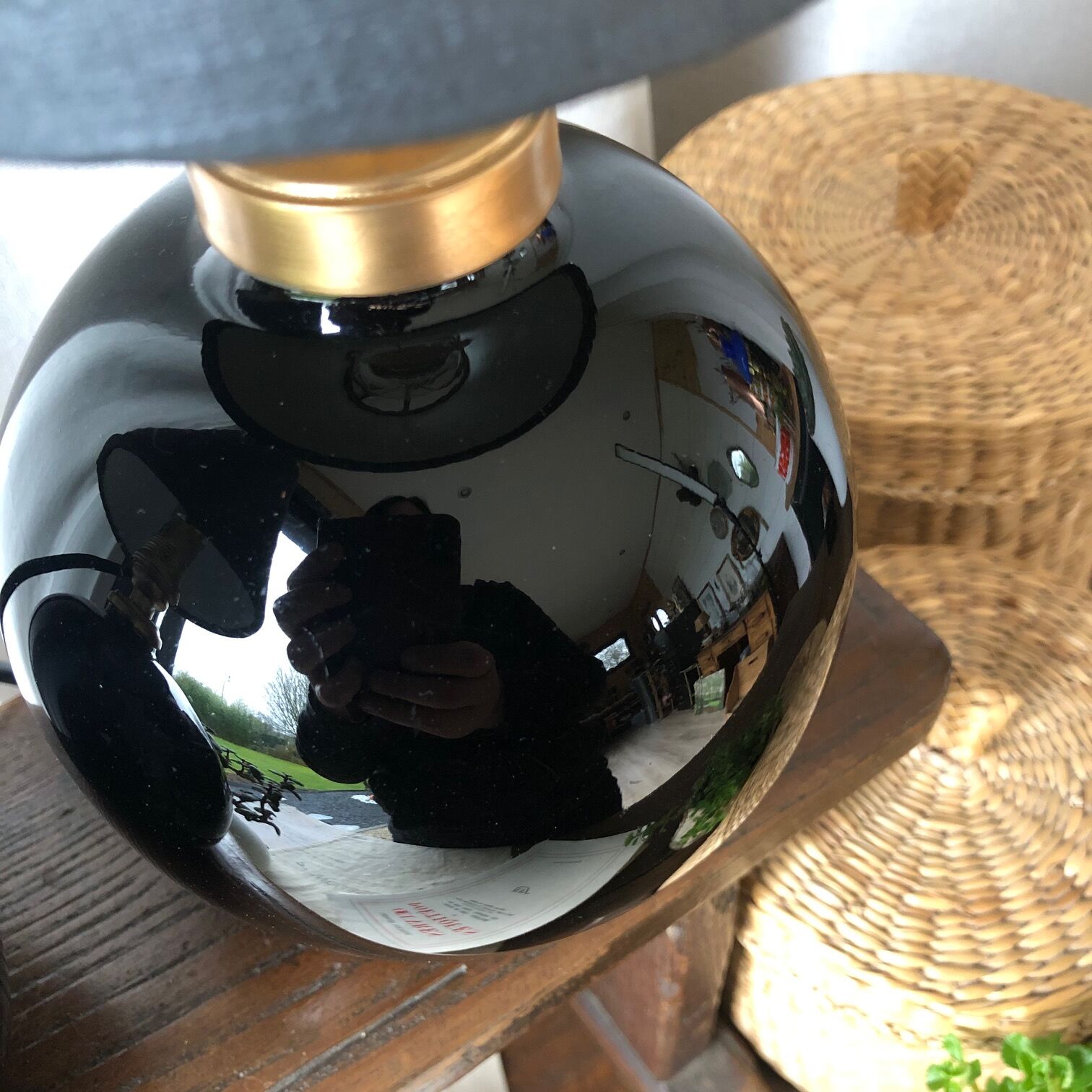 Duo of lamps in black opaline art deco