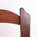 Set of 6 large Brutalist chairs in solid oak from the 1950s.