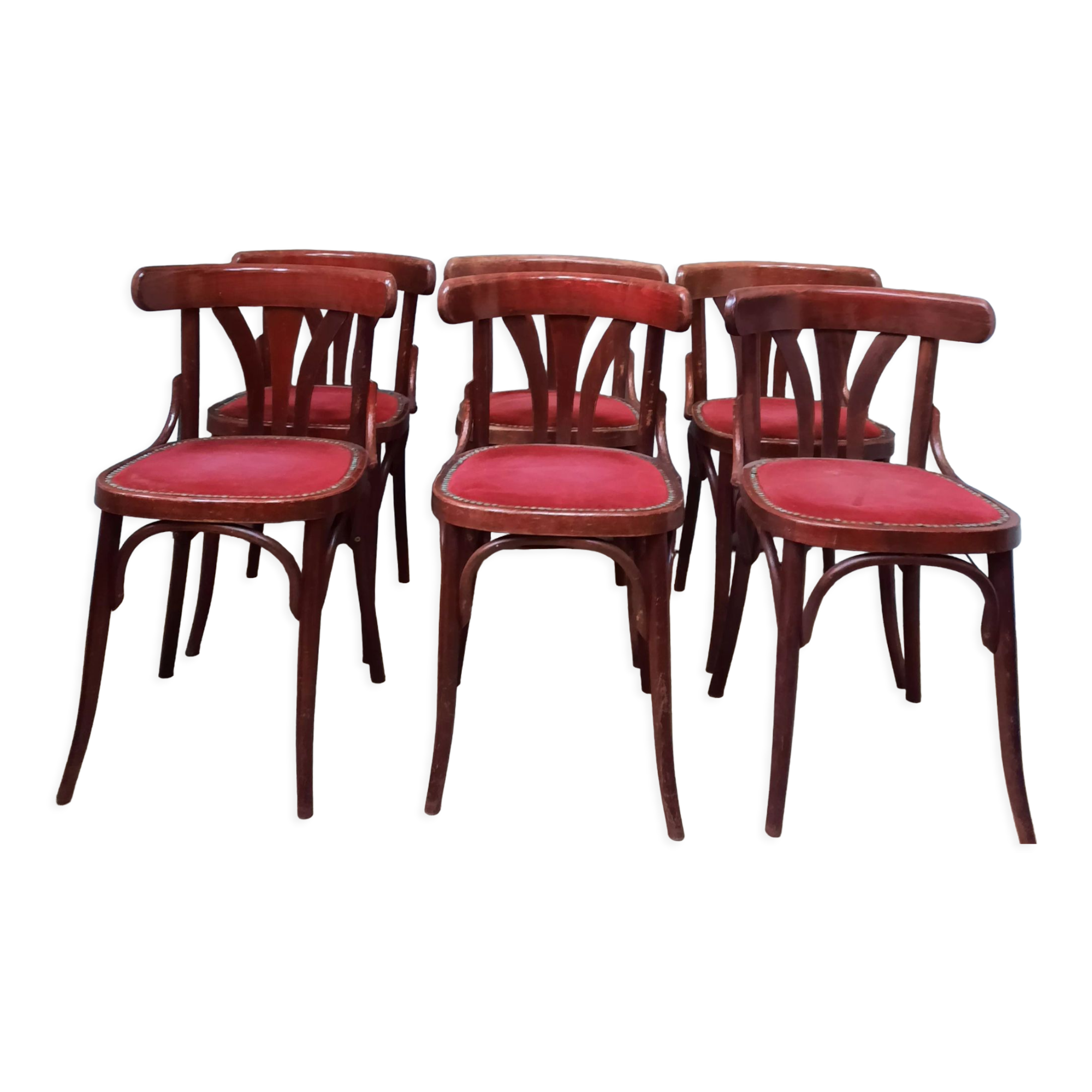 Serie de 6 chaises bistrot en bois courbé