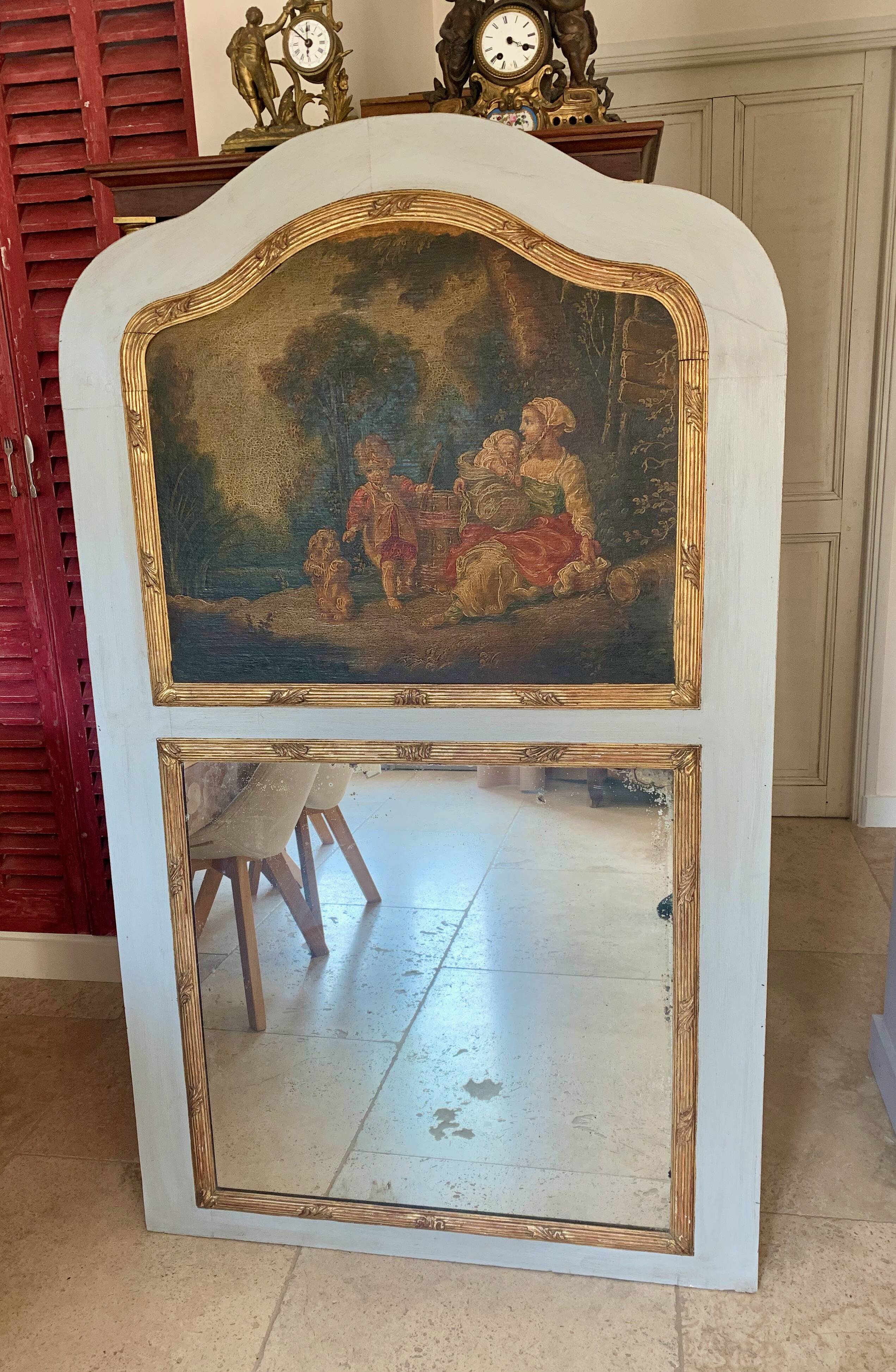 TRUMEAU Louis XVI, Large Model, in gilded wood from the 19th century