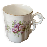 Porcelain cup fine decoration flowers and golden edge