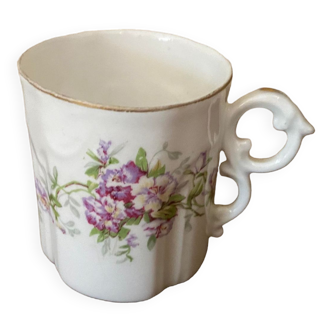 Porcelain cup fine decoration flowers and golden edge