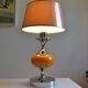 Vintage lamp base yellow and chrome metal circa 1970