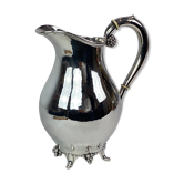 Pichet d’eau sur pieds décoré d’ébène d’argent poinçonné des années 1940. La cruche est en grand anti