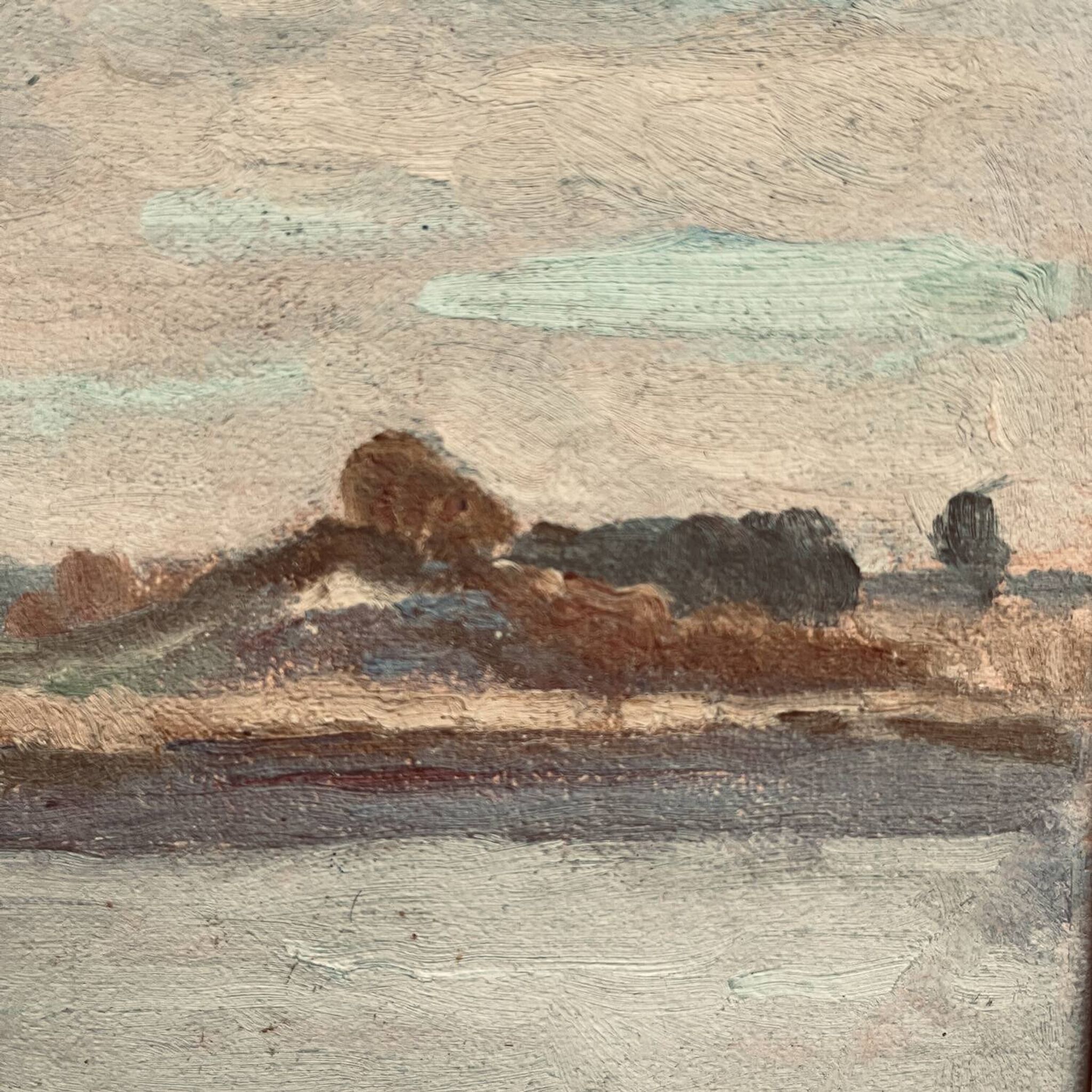 Tableau 60's "La berge" signé Paul Rue