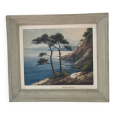 Huile sur toile encadrée Raymond Normand paysage « Côte d’Azur » 53 x 61 cm