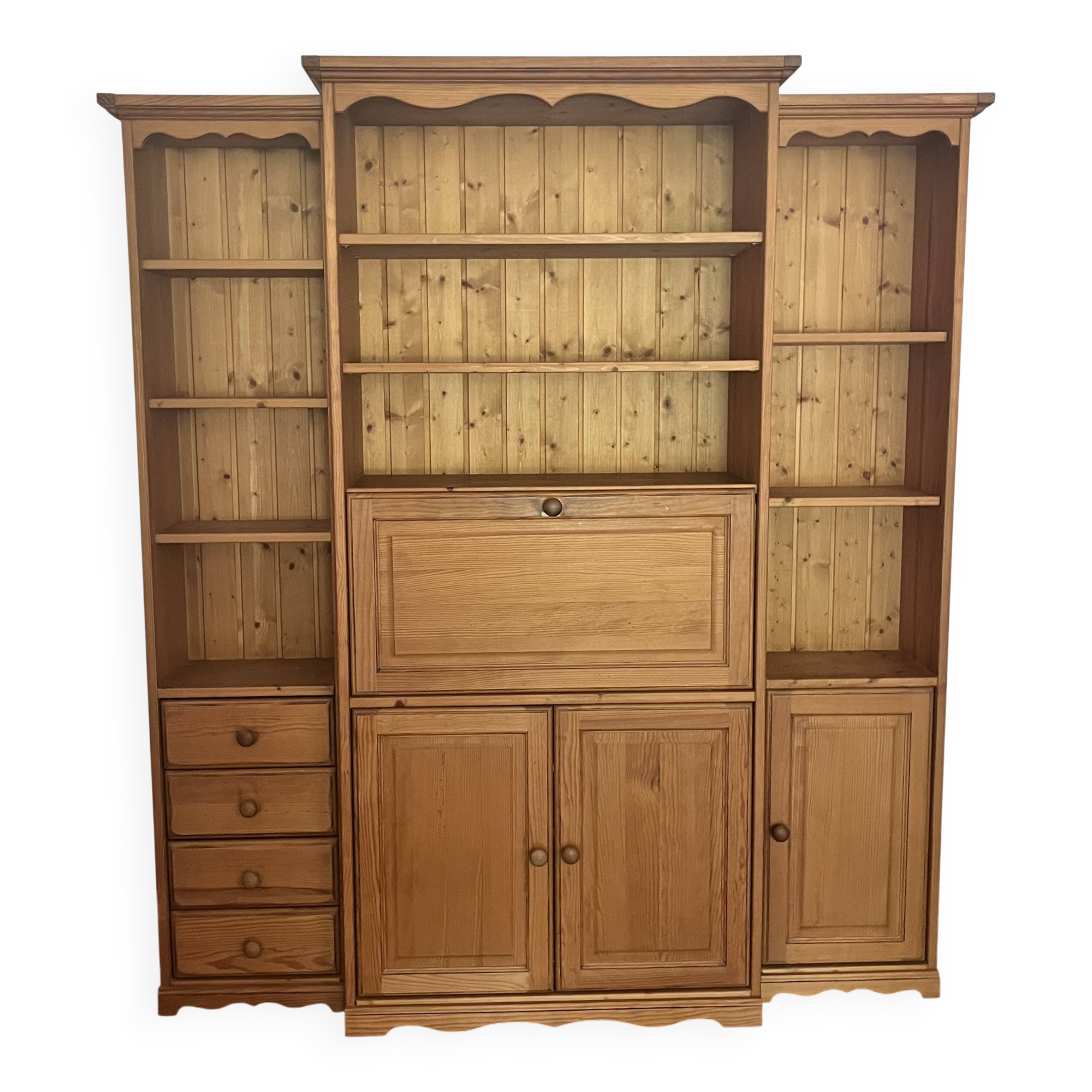 Meuble bar bibliothèque en pin massif