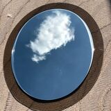 Miroir oval verre fume vintage 1970 marque lupi cristal color