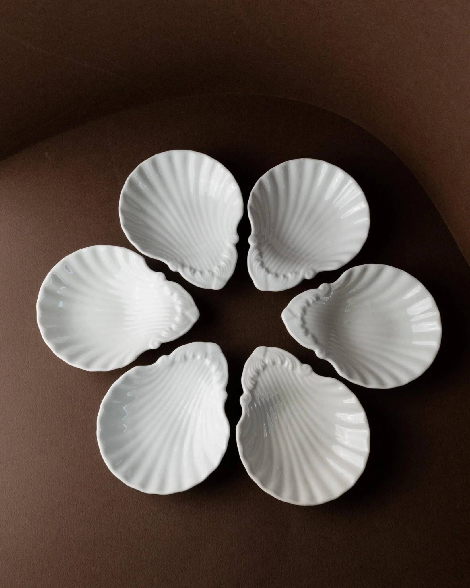 6 vintage ceramic bowls in the shape of a shell - Del Vivo Firenze Italy 1970s