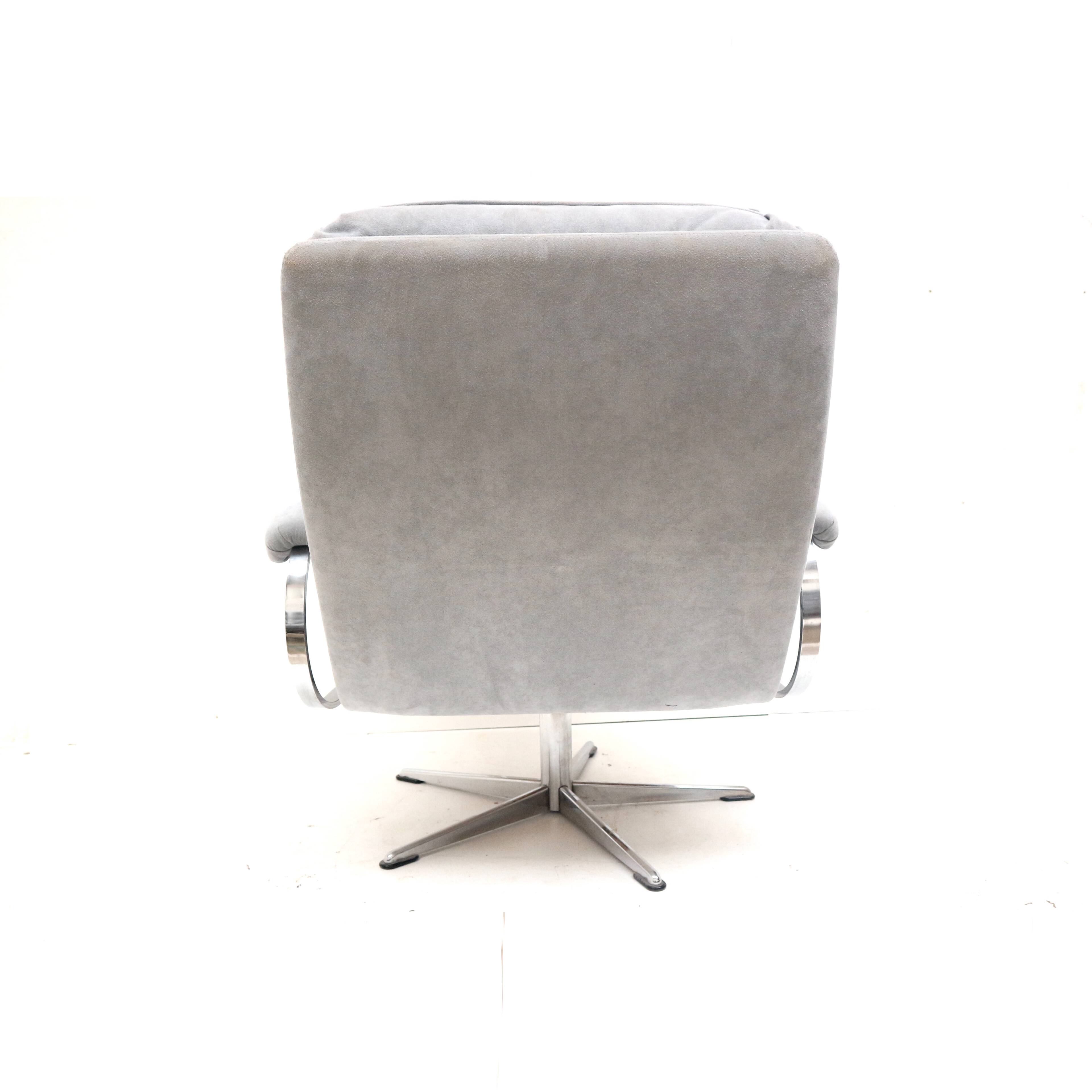 Vintage armchair with gray suede upholstery made in the 1970s