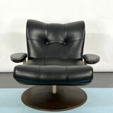 Vintage Italian black swivel armchair from 60s