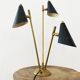 Italian three-headed brass lamp, 50s design