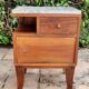 Walnut and grey marble bedside table