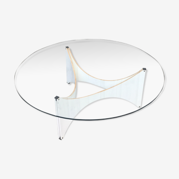 TZ75 round glass coffee table by Werner Blaser for 't Spectrum 1960s