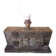 Rectangular living room lamp base in lava stone with relief decoration