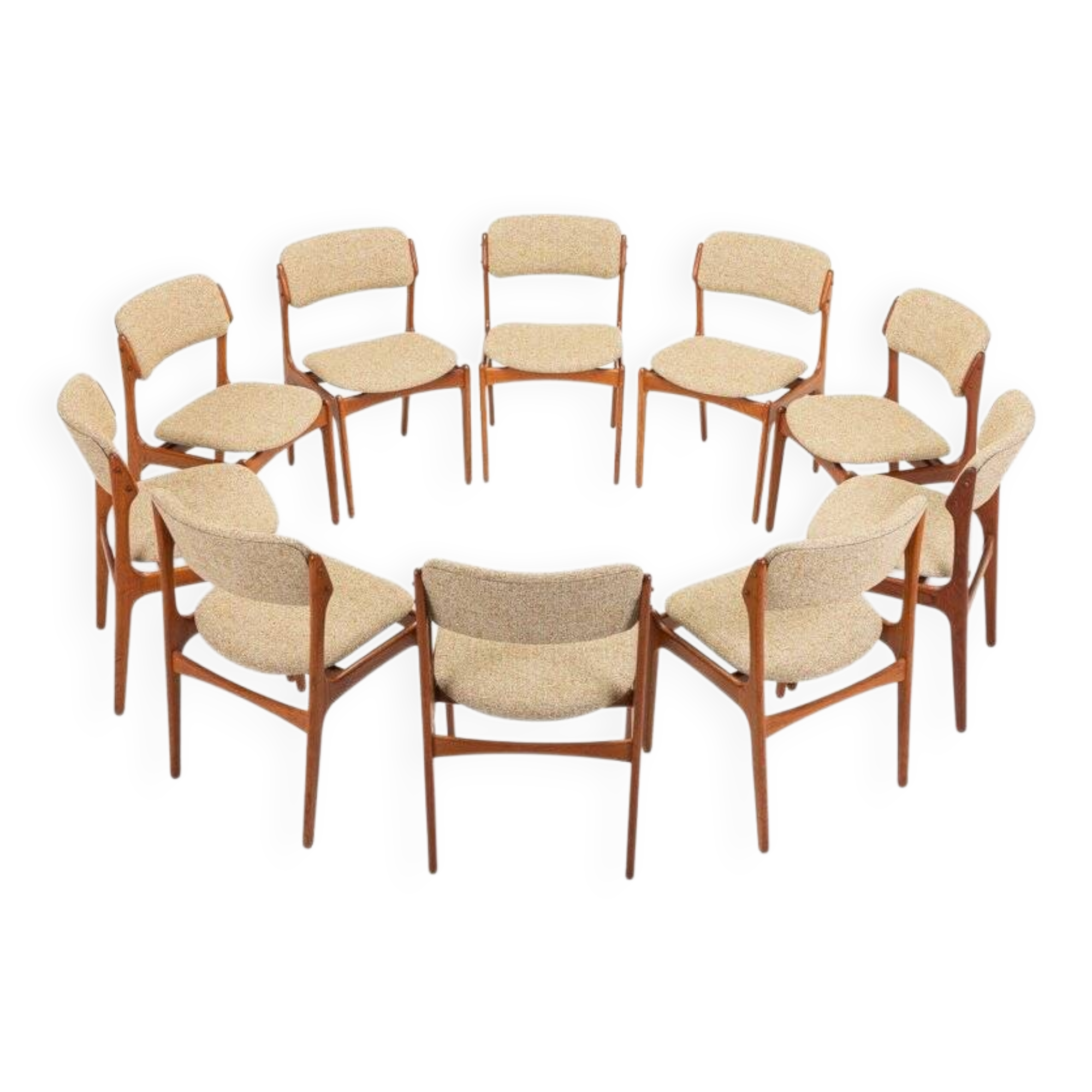 Model 49 dining chairs by Erik Buch for Odense Maskinnedkeri, Denmark, 1960s, set of 10