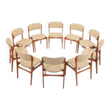 Model 49 dining chairs by Erik Buch for Odense Maskinnedkeri, Denmark, 1960s, set of 10