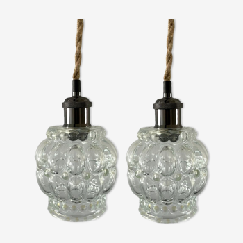 Lot de deux lampes baladeuses en verre
