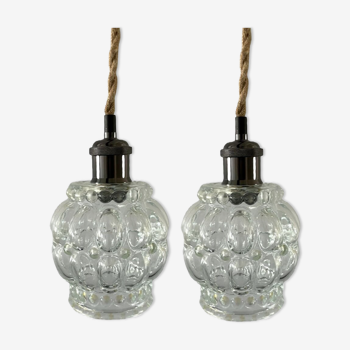 Set of two glass walking lamps
