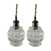 Set of two portable glass lamps.