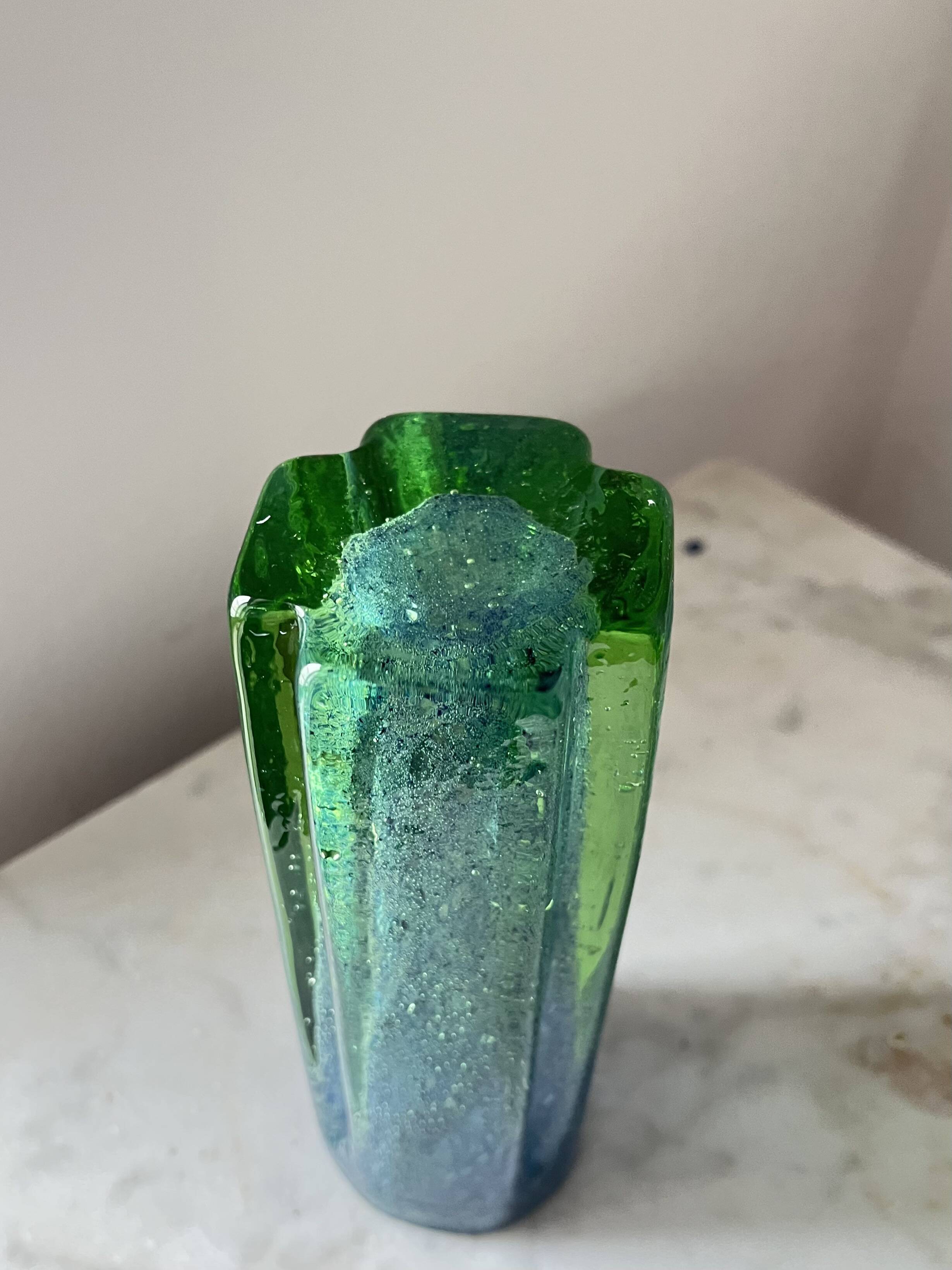 Vase vintage scandinave bleu et vert de Benny Motzfeldt pour Randsfjord