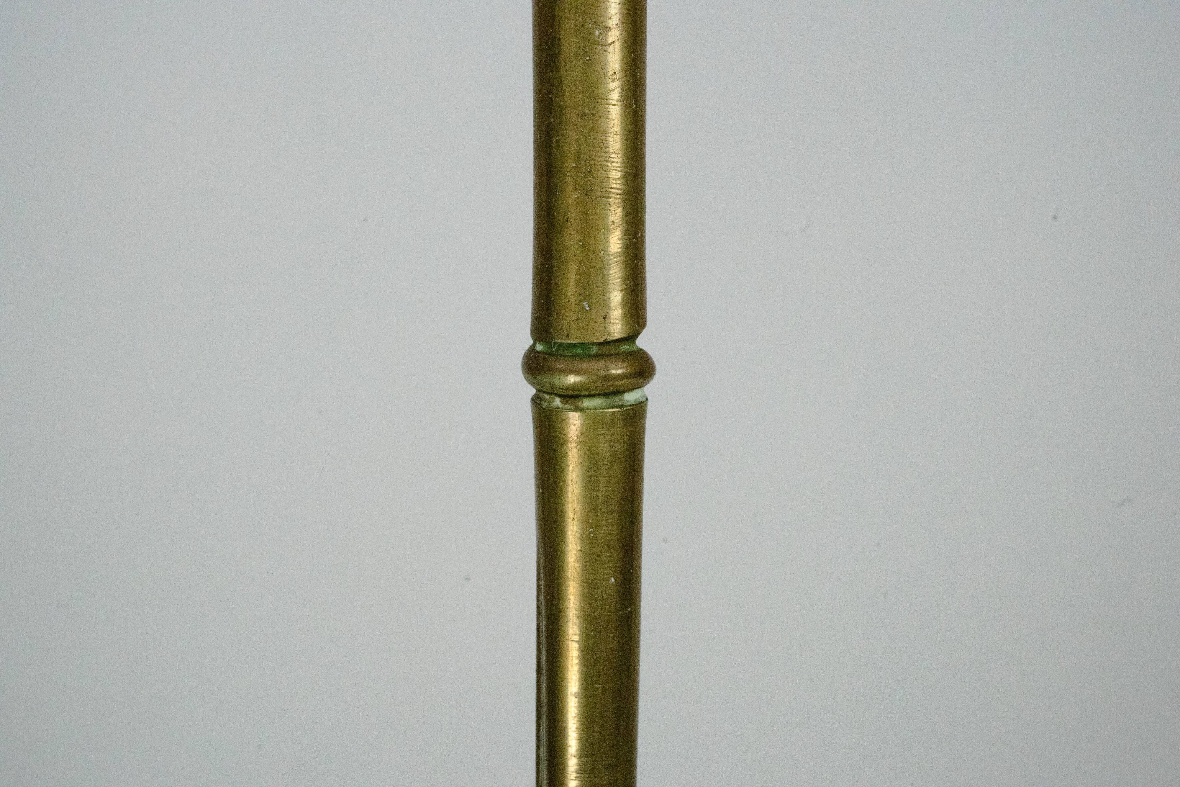 Mid-Century Italian Solid Brass Faux Bamboo Floor Lamp, 1960s