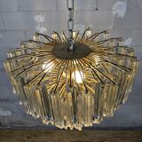 Vintage Italian crystal chandelier Venini Triedi Murano (1960s)