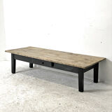 Antique blackened wood coffee table and varnished top