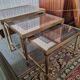 Set of three nesting tables in brass and glass