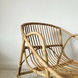 Vintage rattan shell armchair