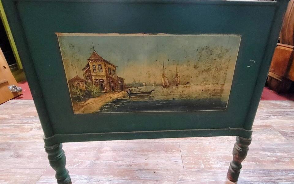 Rare Venetian Napoleon III period rest bench in cast iron and sheet metal