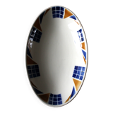 Badonviller Congo orange blue earthenware dish
