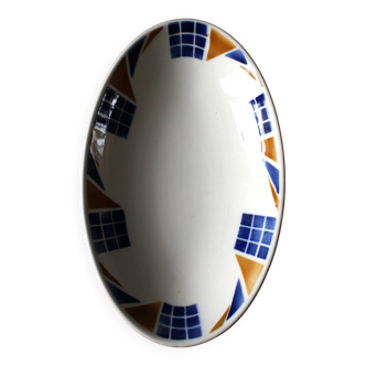 Badonviller Congo orange blue earthenware dish