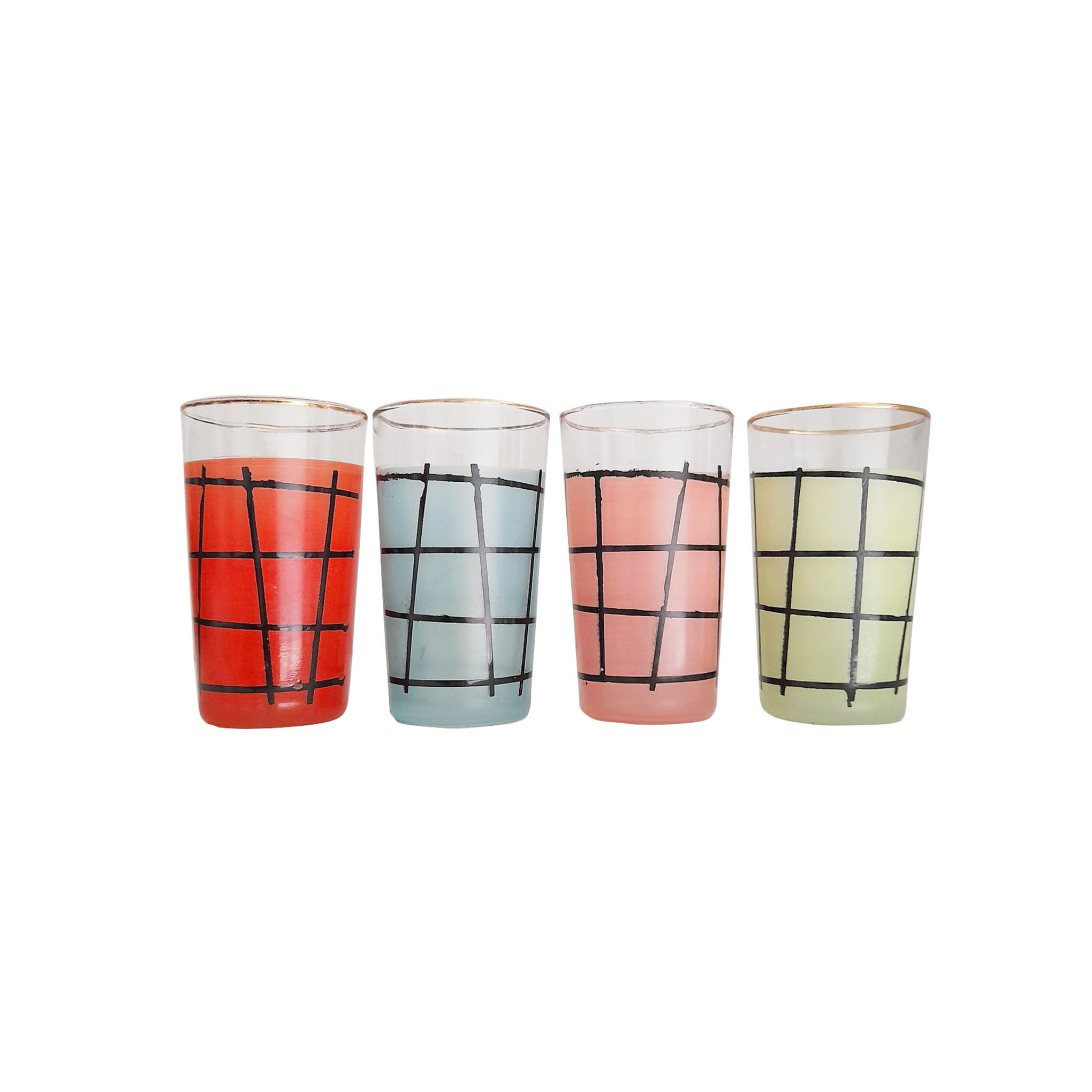 Lot de 4 verres de limonade années 50
